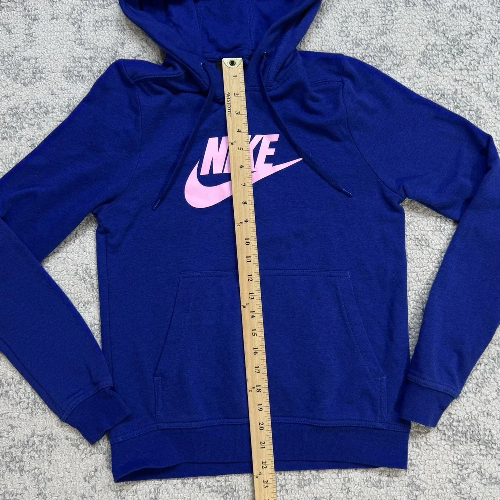 Nike Women's Blue Hoodie With Logo Size XS Fall Comfort‎ Kangaroo Pocket EUC